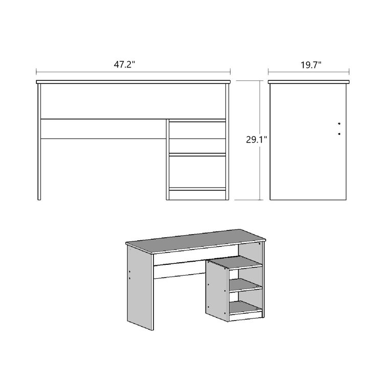 Latitude Run® Modern Design White Writing Desk With Book Storage